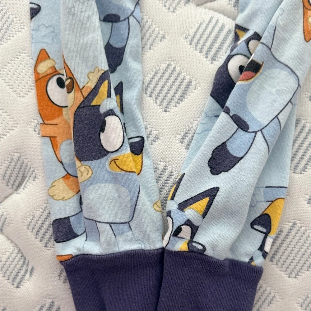 Bluey Cartoon Toddler Pajama Set Long Sleeve and Pants - Orange Blue and Navy 4T